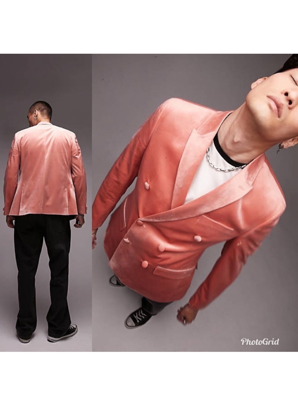 Topman Slim Double-Breasted Pink Blazer